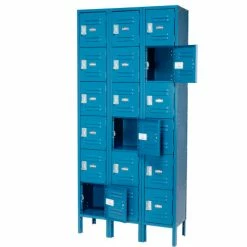 Global Industrial™ 6-Tier 18 Door Box Locker, 12"W x 18"D x 12"H, Blue, Unassembled -Deals Lockers Store 652055BL 15