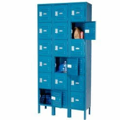 Global Industrial™ 6-Tier 18 Door Box Locker, 12"W x 18"D x 12"H, Blue, Unassembled -Deals Lockers Store 652055BL 16