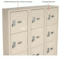 Global Industrial™ 6-Tier 18 Door Box Locker, 12"W x 12"D x 12"H, Tan, Assembled -Deals Lockers Store 652055TN 5wco