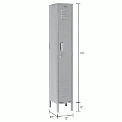 Global Industrial™ 1-Tier 1 Door Digital Locker, 12"W x 12"D x 60"H, Gray, Assembled -Deals Lockers Store 652060GYDLIN dim