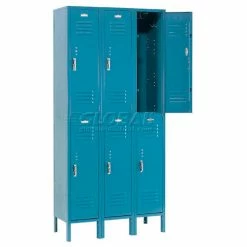 Global Industrial™ Paramount® 2-Tier 2 Door Locker, 12"Wx15"Dx36"H, Blue, Unassembled -Deals Lockers Store 652074BL 06 2