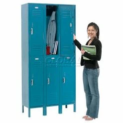 Global Industrial™ Paramount® 2-Tier 6 Door Locker, 12"Wx18"Dx36"H, Blue, Unassembled -Deals Lockers Store 652074BL 07 1