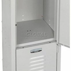 Global Industrial™ Infinity® 2-Tier 2 Door Locker, 12"Wx18"Dx36"H, Gray, Assembled -Deals Lockers Store 652074GY 17 1