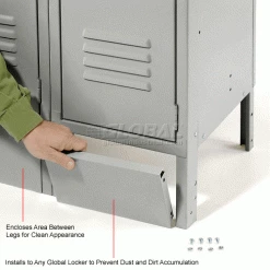 Global Industrial™ Front Base For 12"Wx6"H Gray Locker -Deals Lockers Store 652080GY 3wco