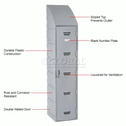 Remco Plastics 1-Tier 1 Door Box Plastic Locker, 15"W x 18"D x 73"H, Gray, Assembled -Deals Lockers Store 652085 1wco