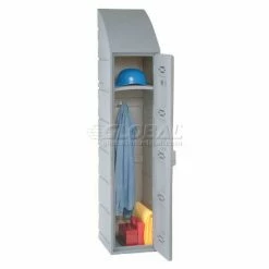 Remco Plastics 1-Tier 1 Door Box Plastic Locker, 15"W x 18"D x 73"H, Gray, Assembled -Deals Lockers Store 652085 42