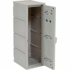 Remco Plastics 2-Tier 2 Door Box Plastic Locker, 12"W x 15"D x 36"H, Gray, Assembled