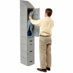 Remco Plastics 2-Tier 2 Door Box Plastic Locker, 12"W x 15"D x 36"H, Gray, Assembled 29 Remco Plastics 2-Tier 2 Door Box Plastic Locker, 12"W x 15"D x 36"H, Gray, Assembled -Deals Lockers Store 652086 10