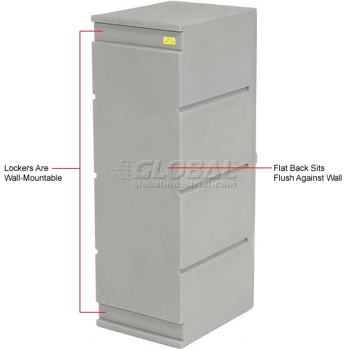 Remco Plastics 2-Tier 2 Door Box Plastic Locker, 12"W x 15"D x 36"H, Gray, Assembled 17 Remco Plastics 2-Tier 2 Door Box Plastic Locker, 12"W x 15"D x 36"H, Gray, Assembled - Image 15