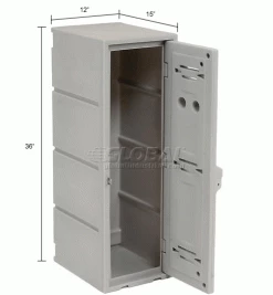 Remco Plastics 2-Tier 2 Door Box Plastic Locker, 12"W x 15"D x 36"H, Gray, Assembled 35 Remco Plastics 2-Tier 2 Door Box Plastic Locker, 12"W x 15"D x 36"H, Gray, Assembled -Deals Lockers Store 652086 dim