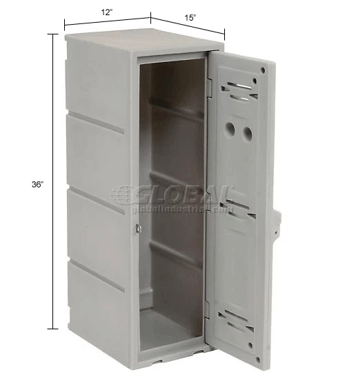 Remco Plastics 2-Tier 2 Door Box Plastic Locker, 12"W x 15"D x 36"H, Gray, Assembled 19 Remco Plastics 2-Tier 2 Door Box Plastic Locker, 12"W x 15"D x 36"H, Gray, Assembled - Image 17