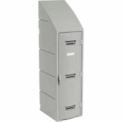 Remco Plastics 2-Tier 2 Door Box Plastic Locker, 12"W x 15"D x 47"H, Gray, Assembled