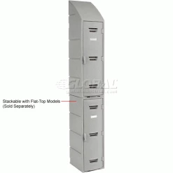 Remco Plastics 2-Tier 2 Door Box Plastic Locker, 12"W x 15"D x 47"H, Gray, Assembled -Deals Lockers Store 652087 3wco