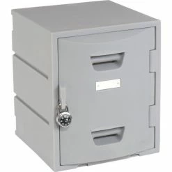 Remco Plastics 4-Tier 4 Door Box Plastic Locker, 15"W x 15"D x 18"H, Gray, Assembled -Deals Lockers Store 652088 03