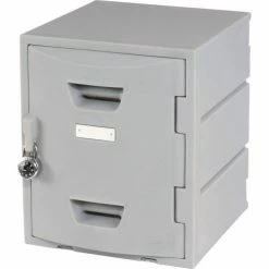 Remco Plastics 4-Tier 4 Door Box Plastic Locker, 15"W x 15"D x 18"H, Gray, Assembled -Deals Lockers Store 652088 04