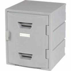 Remco Plastics 4-Tier 4 Door Box Plastic Locker, 15"W x 15"D x 18"H, Gray, Assembled -Deals Lockers Store 652088 05