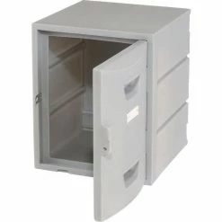 Remco Plastics 4-Tier 4 Door Box Plastic Locker, 15"W x 15"D x 18"H, Gray, Assembled -Deals Lockers Store 652088 06
