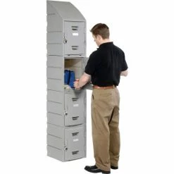 Remco Plastics 4-Tier 4 Door Box Plastic Locker, 15"W x 15"D x 18"H, Gray, Assembled -Deals Lockers Store 652088 07