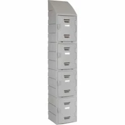 Remco Plastics 4-Tier 4 Door Box Plastic Locker, 15"W x 15"D x 18"H, Gray, Assembled -Deals Lockers Store 652088 09