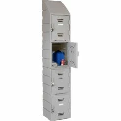 Remco Plastics 4-Tier 4 Door Box Plastic Locker, 15"W x 15"D x 18"H, Gray, Assembled -Deals Lockers Store 652088 11