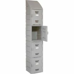 Remco Plastics 4-Tier 4 Door Box Plastic Locker, 15"W x 15"D x 18"H, Gray, Assembled -Deals Lockers Store 652088 12