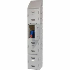 Remco Plastics 4-Tier 4 Door Box Plastic Locker, 15"W x 15"D x 18"H, Gray, Assembled -Deals Lockers Store 652088 14