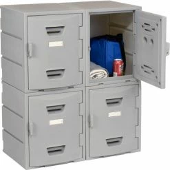 Remco Plastics 4-Tier 4 Door Box Plastic Locker, 15"W x 15"D x 18"H, Gray, Assembled -Deals Lockers Store 652088 17