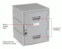 Remco Plastics 4-Tier 4 Door Box Plastic Locker, 15"W x 15"D x 18"H, Gray, Assembled -Deals Lockers Store 652088 1wco