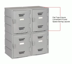 Remco Plastics 4-Tier 4 Door Box Plastic Locker, 15"W x 15"D x 18"H, Gray, Assembled -Deals Lockers Store 652088 4wco
