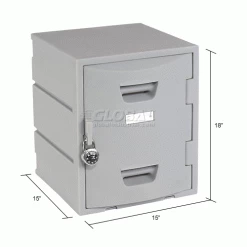 Remco Plastics 4-Tier 4 Door Box Plastic Locker, 15"W x 15"D x 18"H, Gray, Assembled -Deals Lockers Store 652088 dim