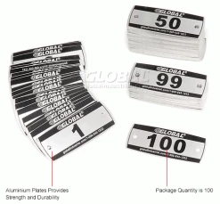 Global Industrial™ Locker Number Plate Kit - Pkg Of 100 Numbered 1-100 - Rivet Gun -Deals Lockers Store 652095IN 1wco
