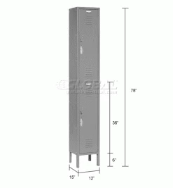 Global Industrial Capital® 2-Tier 2 Door Locker, 12"Wx15"Dx36"H, Gray, Assembled 37 Global Industrial Capital® 2-Tier 2 Door Locker, 12"Wx15"Dx36"H, Gray, Assembled -Deals Lockers Store 652146GY dim