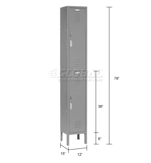Global Industrial Capital® 2-Tier 2 Door Locker, 12"Wx15"Dx36"H, Gray, Assembled 19 Global Industrial Capital® 2-Tier 2 Door Locker, 12"Wx15"Dx36"H, Gray, Assembled - Image 17
