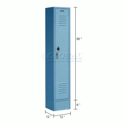 Global Industrial™ Paramount® 1-Tier 1 Door Locker, 12"Wx12"Dx60"H, Blue, Assembled -Deals Lockers Store 652160BL dim