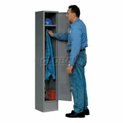 Global Industrial™ Paramount® 1-Tier 1 Door Locker, 12"Wx15"Dx60"H, Gray, Assembled -Deals Lockers Store 652160GY 03