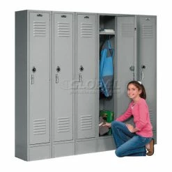 Global Industrial™ Paramount® 1-Tier 1 Door Locker, 12"Wx15"Dx60"H, Gray, Assembled -Deals Lockers Store 652160GY 10