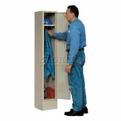 Global Industrial™ Paramount® 1-Tier 1 Door Locker, 12"Wx18"Dx60"H, Tan, Assembled -Deals Lockers Store 652160TN 03
