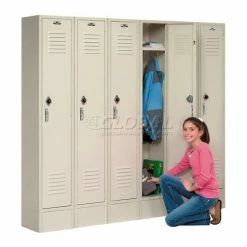 Global Industrial™ Paramount® 1-Tier 3 Door Locker, 12"Wx15"Dx60"H, Tan, Unassembled -Deals Lockers Store 652160TN 10 1