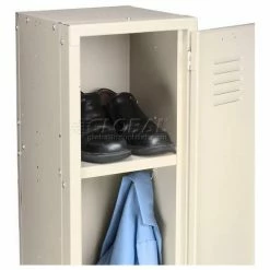 Global Industrial™ Paramount® 1-Tier 1 Door Locker, 12"Wx18"Dx60"H, Tan, Assembled -Deals Lockers Store 652160TN 18 1