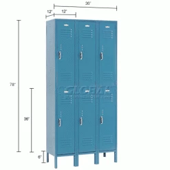 Global Industrial™ Paramount® 2-Tier 6 Door Locker, 12"Wx12"Dx36"H, Blue, Assembled -Deals Lockers Store 652175BLIN dim