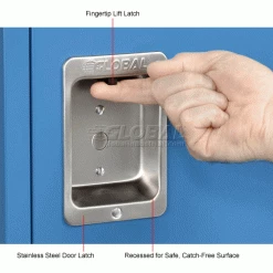 Global Industrial™ Infinity® 2-Tier 6 Door Locker, 12"Wx18"Dx36"H, Blue, Unassembled -Deals Lockers Store 968250BL 4wco 1