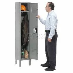 Global Industrial™ Infinity® 1-Tier 1 Door Locker, 12"Wx15"Dx60"H, Gray, Unassembled -Deals Lockers Store 968250GY 03