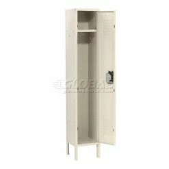 Global Industrial™ Infinity® 1-Tier 1 Door Locker, 15"Wx18"Dx72"H, Tan, Unassembled -Deals Lockers Store 968250TN 01