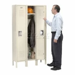 Global Industrial™ Infinity® 1-Tier 3 Door Locker, 12"Wx12"Dx72"H, Tan, Assembled -Deals Lockers Store 968250TN 07 3
