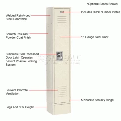 Global Industrial Infinity® 1-Tier 1 Door Locker, 12"Wx12"Dx60"H, Tan, Assembled 66 Global Industrial Infinity® 1-Tier 1 Door Locker, 12"Wx12"Dx60"H, Tan, Assembled -Deals Lockers Store 968250TN 1wco 1