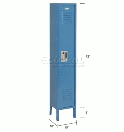 Global Industrial™ Infinity® 1-Tier 1 Door Locker, 15"Wx18"Dx72"H, Blue, Assembled -Deals Lockers Store 968262BL dim