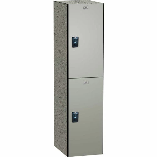ASI Storage Traditional 2-Tier 2 Door Phenolic Locker, 12"Wx18"Dx72"H, Weathered Ash, Assembled 3 ASI Storage Traditional 2-Tier 2 Door Phenolic Locker, 12"Wx18"Dx72"H, Weathered Ash, Assembled