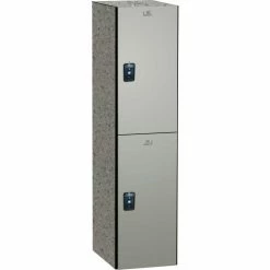 ASI Storage Traditional 2-Tier 2 Door Phenolic Locker, 15"Wx15"Dx72"H, Weathered Ash, Assembled