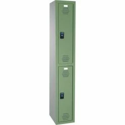 ASI Storage Traditional 2-Tier 2 Door Plastic Locker, 12"W x 18"D x 36"H, Blue, Assembled