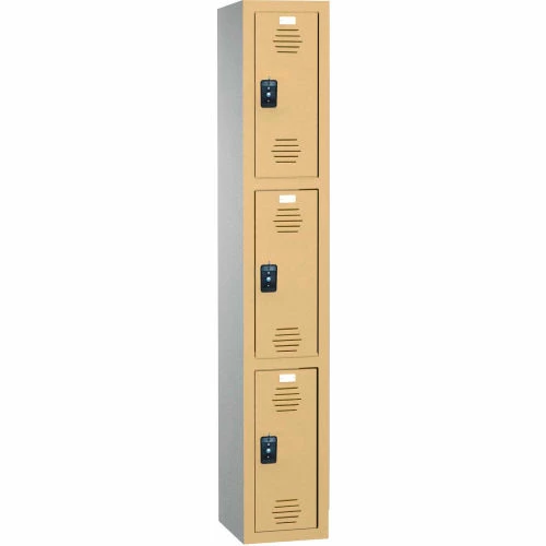 ASI Storage Traditional 3-Tier 3 Door Plastic Locker, 12"W x 15"D x 72"H, Cream, Assembled 3 ASI Storage Traditional 3-Tier 3 Door Plastic Locker, 12"W x 15"D x 72"H, Cream, Assembled